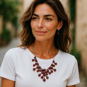 ❄️ Paparazzi | Red and Silver Cascading Necklace & Earrings